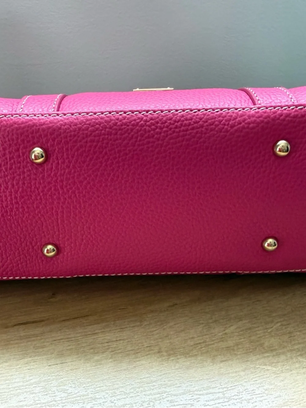 Dooney & Bourke Fuchsia Pebble Leather Satchel with Gold Hardware - Picture 7 of 8